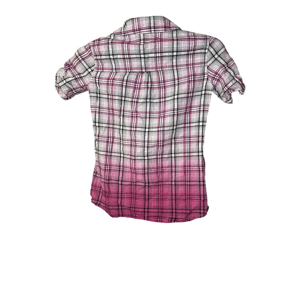Justice Pink and Black Plaid Shirt Girls Size 12 Button Up - Picture 4 of 4